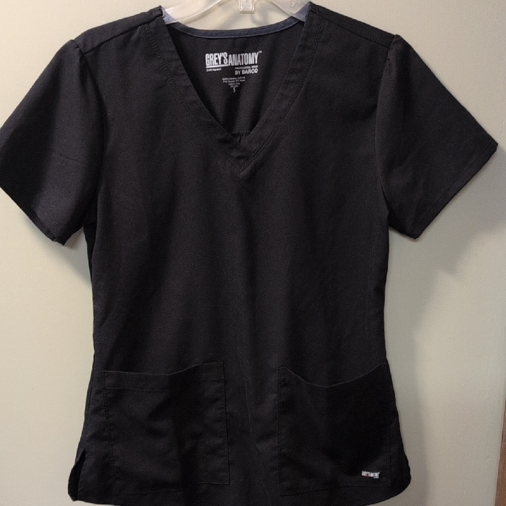 Grey's Anatomy Black V-Neck Scrub Top - Short Sleeve